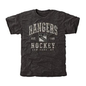 Men's New York Rangers Camo Stack Tri-Blend T-Shirt - Black