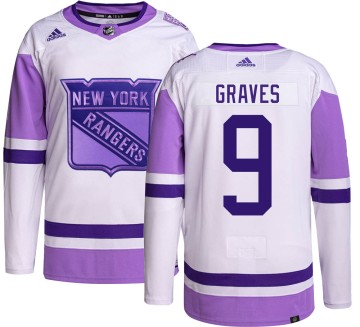 Authentic Adidas Men's Adam Graves New York Rangers Hockey Fights Cancer Jersey -