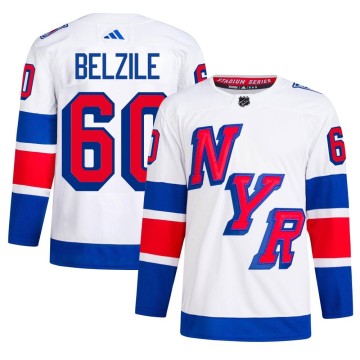 Authentic Adidas Men's Alex Belzile New York Rangers 2024 Stadium Series Primegreen Jersey - White