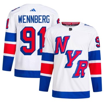 Authentic Adidas Men's Alex Wennberg New York Rangers 2024 Stadium Series Primegreen Jersey - White