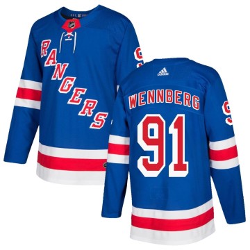 Authentic Adidas Men's Alex Wennberg New York Rangers Home Jersey - Royal Blue