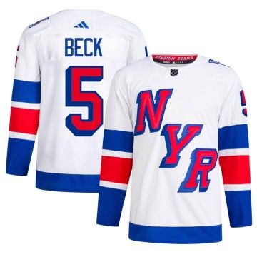 Authentic Adidas Men's Barry Beck New York Rangers 2024 Stadium Series Primegreen Jersey - White