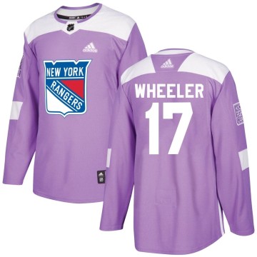 Authentic Adidas Men's Blake Wheeler New York Rangers Fights Cancer Practice Jersey - Purple