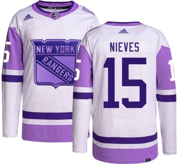 Authentic Adidas Men's Boo Nieves New York Rangers Hockey Fights Cancer Jersey -