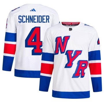 Authentic Adidas Men's Braden Schneider New York Rangers 2024 Stadium Series Primegreen Jersey - White