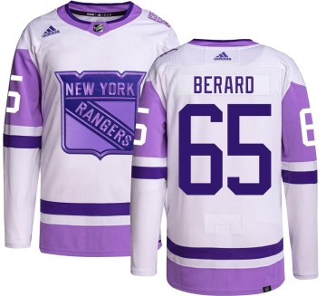 Authentic Adidas Men's Brett Berard New York Rangers Hockey Fights Cancer Jersey -