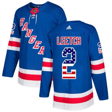 Authentic Adidas Men's Brian Leetch New York Rangers USA Flag Fashion Jersey - Royal Blue