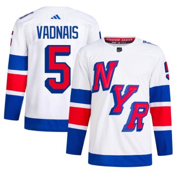 Authentic Adidas Men's Carol Vadnais New York Rangers 2024 Stadium Series Primegreen Jersey - White