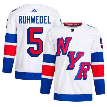 Authentic Adidas Men's Chad Ruhwedel New York Rangers 2024 Stadium Series Primegreen Jersey - White