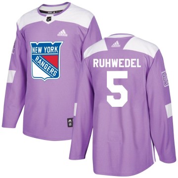 Authentic Adidas Men's Chad Ruhwedel New York Rangers Fights Cancer Practice Jersey - Purple