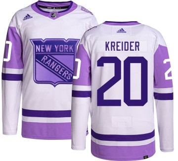 Authentic Adidas Men's Chris Kreider New York Rangers Hockey Fights Cancer Jersey -