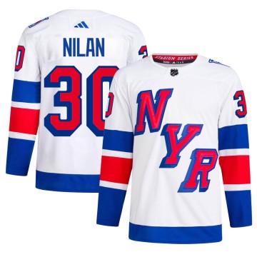 Authentic Adidas Men's Chris Nilan New York Rangers 2024 Stadium Series Primegreen Jersey - White