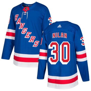 Authentic Adidas Men's Chris Nilan New York Rangers Home Jersey - Royal Blue