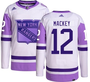 Authentic Adidas Men's Connor Mackey New York Rangers Hockey Fights Cancer Jersey -