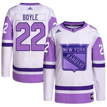 Authentic Adidas Men's Dan Boyle New York Rangers Hockey Fights Cancer Primegreen Jersey - White/Purple