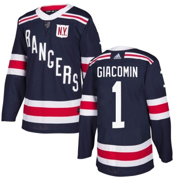 Authentic Adidas Men's Eddie Giacomin New York Rangers 2018 Winter Classic Home Jersey - Navy Blue