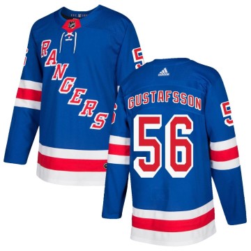 Authentic Adidas Men's Erik Gustafsson New York Rangers Home Jersey - Royal Blue