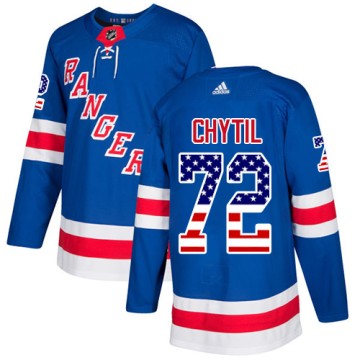 Authentic Adidas Men's Filip Chytil New York Rangers USA Flag Fashion Jersey - Royal Blue