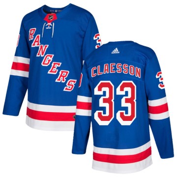 Authentic Adidas Men's Fredrik Claesson New York Rangers Home Jersey - Royal Blue