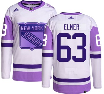 Authentic Adidas Men's Jake Elmer New York Rangers Hockey Fights Cancer Jersey -