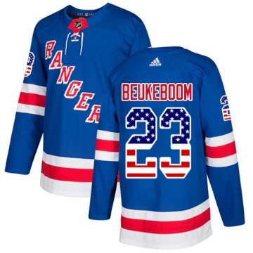 Authentic Adidas Men's Jeff Beukeboom New York Rangers USA Flag Fashion Jersey - Royal Blue