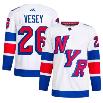 Authentic Adidas Men's Jimmy Vesey New York Rangers 2024 Stadium Series Primegreen Jersey - White
