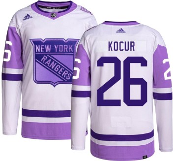 Authentic Adidas Men's Joe Kocur New York Rangers Hockey Fights Cancer Jersey -