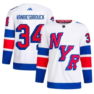Authentic Adidas Men's John Vanbiesbrouck New York Rangers 2024 Stadium Series Primegreen Jersey - White