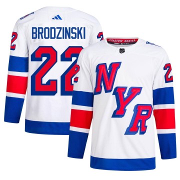 Authentic Adidas Men's Jonny Brodzinski New York Rangers 2024 Stadium Series Primegreen Jersey - White