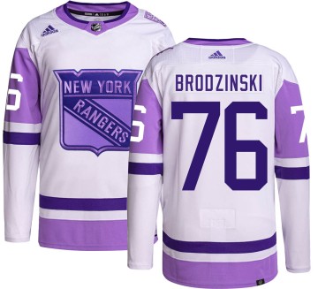 Authentic Adidas Men's Jonny Brodzinski New York Rangers Hockey Fights Cancer Jersey -