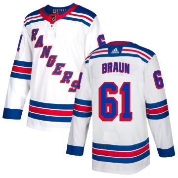 Authentic Adidas Men's Justin Braun New York Rangers Jersey - White