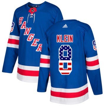 Authentic Adidas Men's Kevin Klein New York Rangers USA Flag Fashion Jersey - Royal Blue