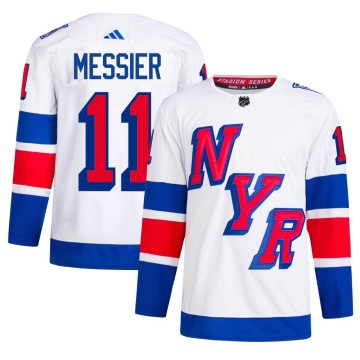 Authentic Adidas Men's Mark Messier New York Rangers 2024 Stadium Series Primegreen Jersey - White