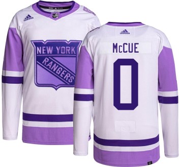 Authentic Adidas Men's Max McCue New York Rangers Hockey Fights Cancer Jersey -