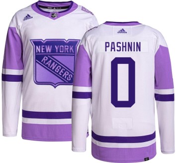 Authentic Adidas Men's Mikhail Pashnin New York Rangers Hockey Fights Cancer Jersey -