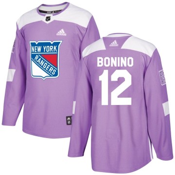Authentic Adidas Men's Nick Bonino New York Rangers Fights Cancer Practice Jersey - Purple