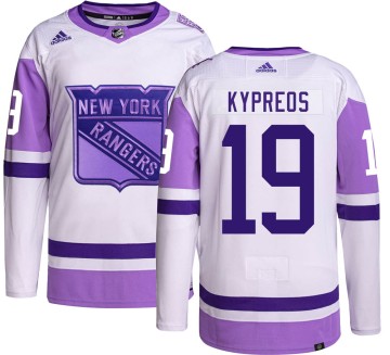 Authentic Adidas Men's Nick Kypreos New York Rangers Hockey Fights Cancer Jersey -