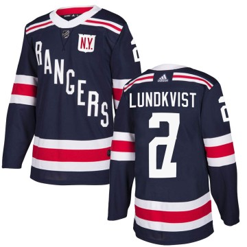 Authentic Adidas Men's Nils Lundkvist New York Rangers 2018 Winter Classic Home Jersey - Navy Blue