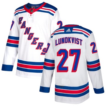 Authentic Adidas Men's Nils Lundkvist New York Rangers Jersey - White