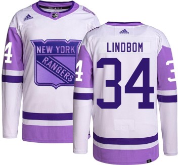 Authentic Adidas Men's Olof Lindbom New York Rangers Hockey Fights Cancer Jersey -