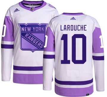 Authentic Adidas Men's Pierre Larouche New York Rangers Hockey Fights Cancer Jersey -