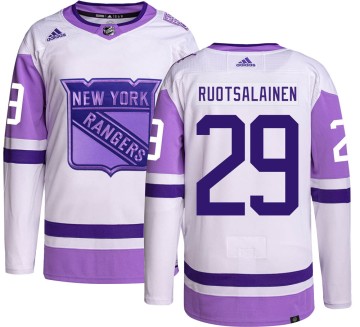 Authentic Adidas Men's Reijo Ruotsalainen New York Rangers Hockey Fights Cancer Jersey -