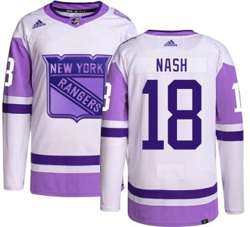 Authentic Adidas Men's Riley Nash New York Rangers Hockey Fights Cancer Jersey -