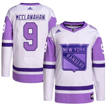 Authentic Adidas Men's Rob Mcclanahan New York Rangers Hockey Fights Cancer Primegreen Jersey - White/Purple