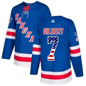 Authentic Adidas Men's Rod Gilbert New York Rangers USA Flag Fashion Jersey - Royal Blue