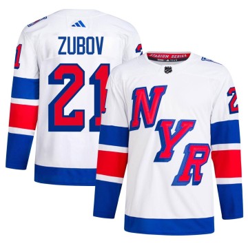 Authentic Adidas Men's Sergei Zubov New York Rangers 2024 Stadium Series Primegreen Jersey - White