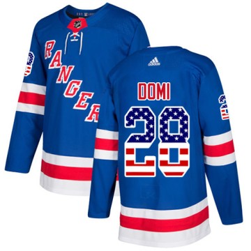 Authentic Adidas Men's Tie Domi New York Rangers USA Flag Fashion Jersey - Royal Blue