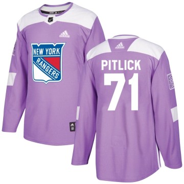 Authentic Adidas Men's Tyler Pitlick New York Rangers Fights Cancer Practice Jersey - Purple