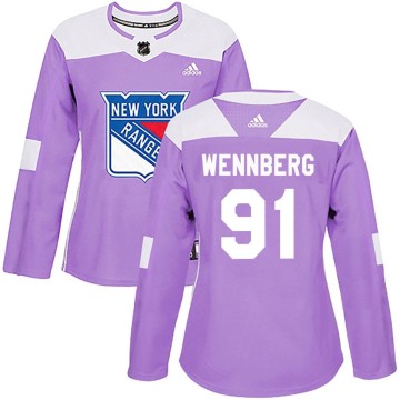 Authentic Adidas Women's Alex Wennberg New York Rangers Fights Cancer Practice Jersey - Purple