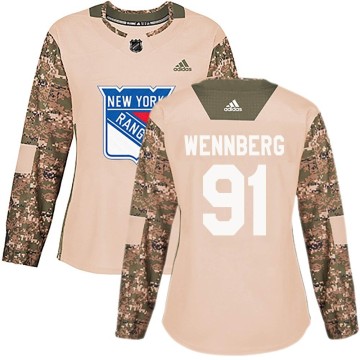 Authentic Adidas Women's Alex Wennberg New York Rangers Veterans Day Practice Jersey - Camo